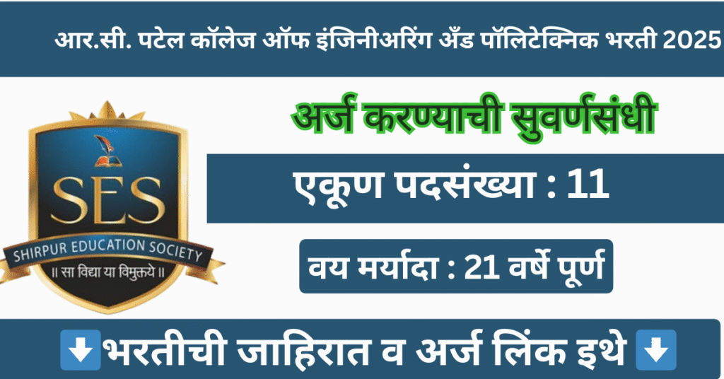 RC Patel College Shirpur Bharti 2025