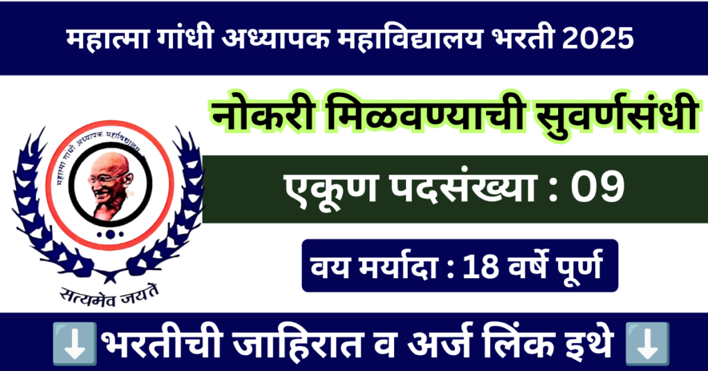 Mahatma Gandhi Adhyapak Mahavidyalya Bharti 2025 