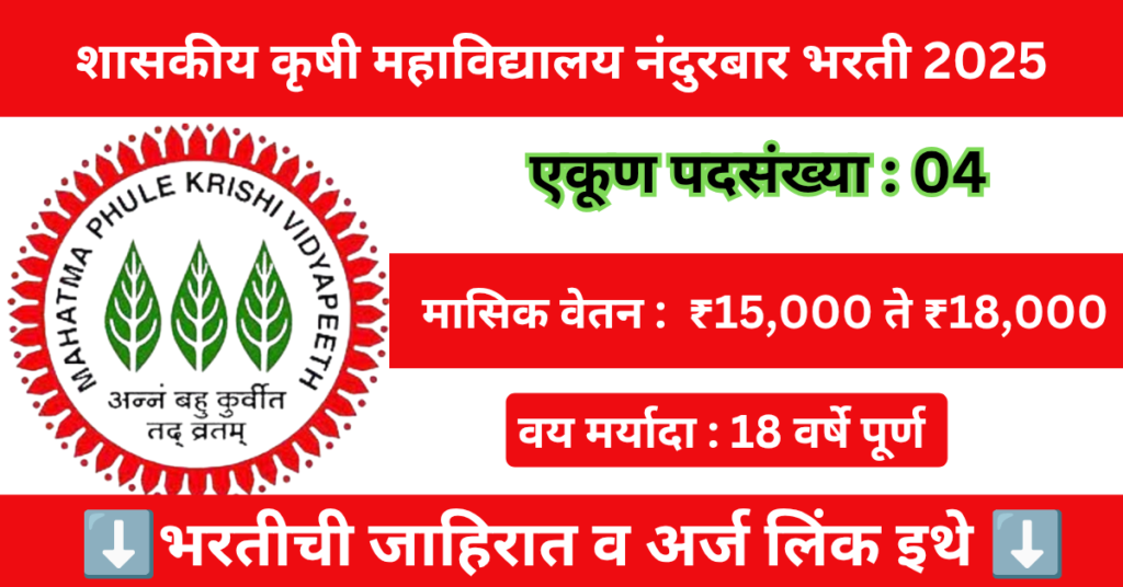 College of Agriculture Nandurbar Bharti 2025