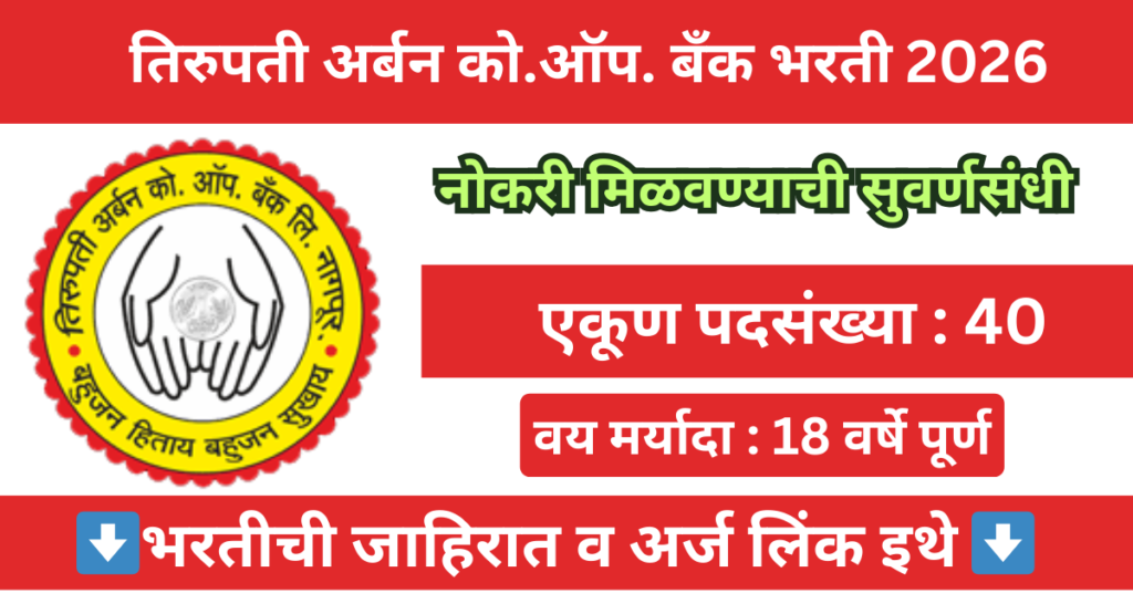 Tirupati Urban Co.Op. Bank Bharti 2026